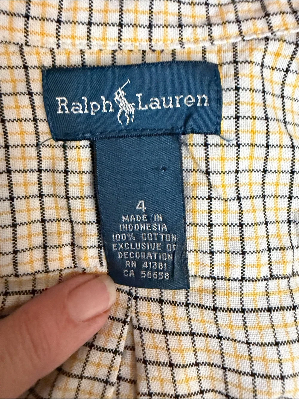 Ralph Lauren Boy's Classic Yellow and Blue Plaid Button Down Shirt & Size 8